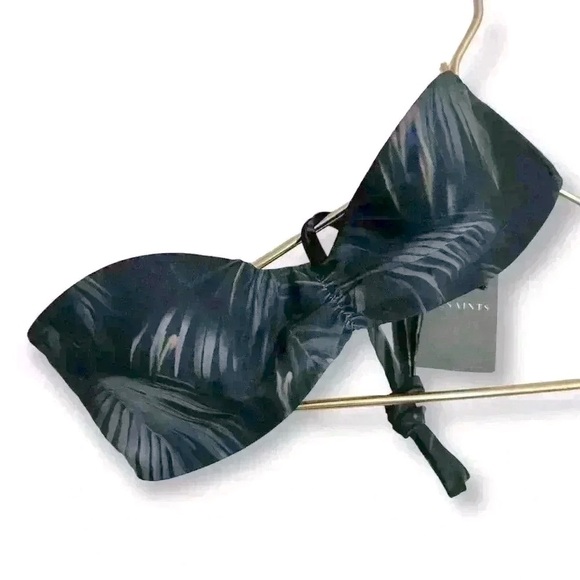 ALL STAINTS Sofia Neluwa Bikini Top in Black Palm Tree Motif NWT Sz. X Small - Picture 6 of 12